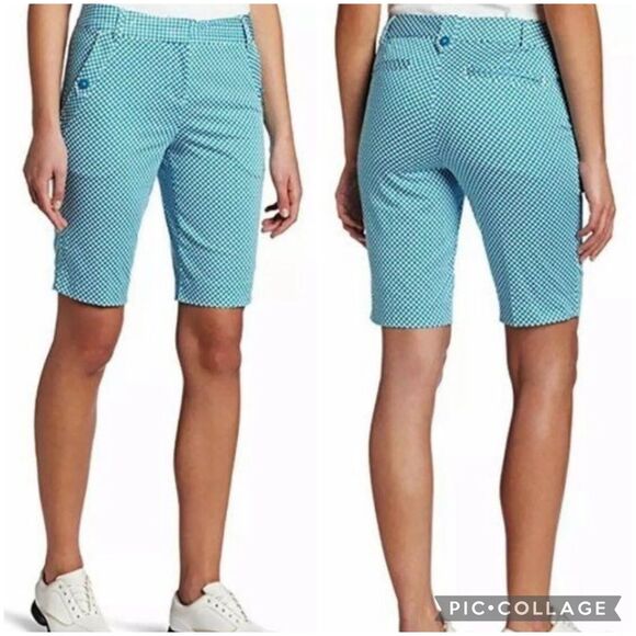 Puma Womens Bermuda Golf Shorts Turkish Tile Print Sporty Teal White Medium - Picture 2 of 16